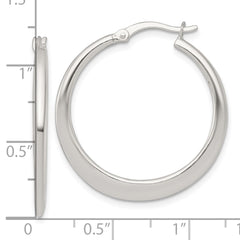 Sterling Silver Polished 30.0mm Tapered Round Hoop Earrings