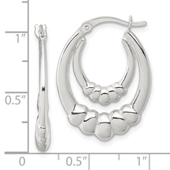 Sterling Silver Polished Scalloped Double Oval Hollow Hoop Earrings