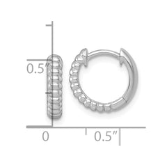 Sterling Silver Rhodium-plated Polished Grooved 3.00 x 13mm Round Hinged Hoop Earrings