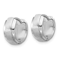 Sterling Silver Rhodium-plated Brushed and Polished 5.75mm x 11.5mm Hinged Hoop Earrings