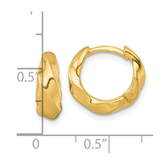 Sterling Silver Gold-tone Polished Twisted Tapered Round Hinged Hoop Earrings