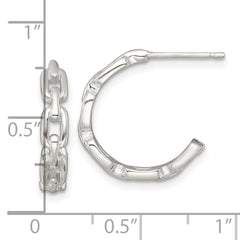 Sterling Silver Polished Chain Link C-Hoop Post Earrings