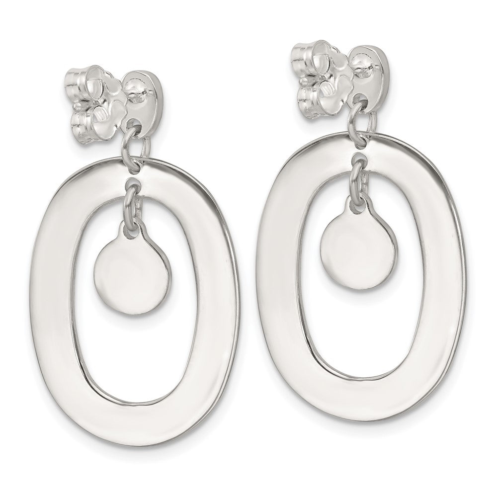 Sterling Silver Open Oval with Mother of Pearl Dangle Post Earrings