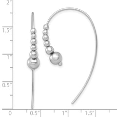 Sterling Silver Rhodium-plated Polished Graduated Beads Threader Earrings - 2