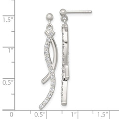 Sterling Silver Polished Fancy CZ Swirl Post Dangle Earrings
