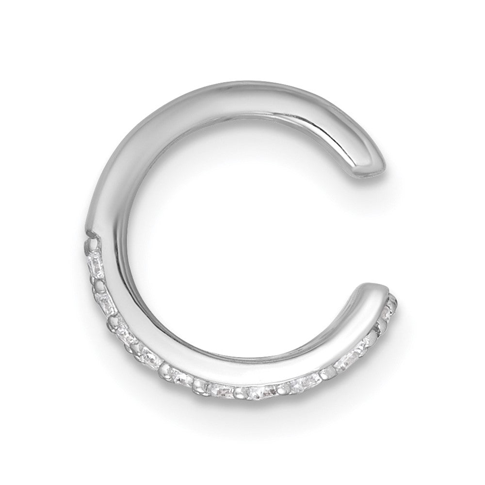Sterling Silver Rhodium-plated Polished CZ Single Ear Cuff