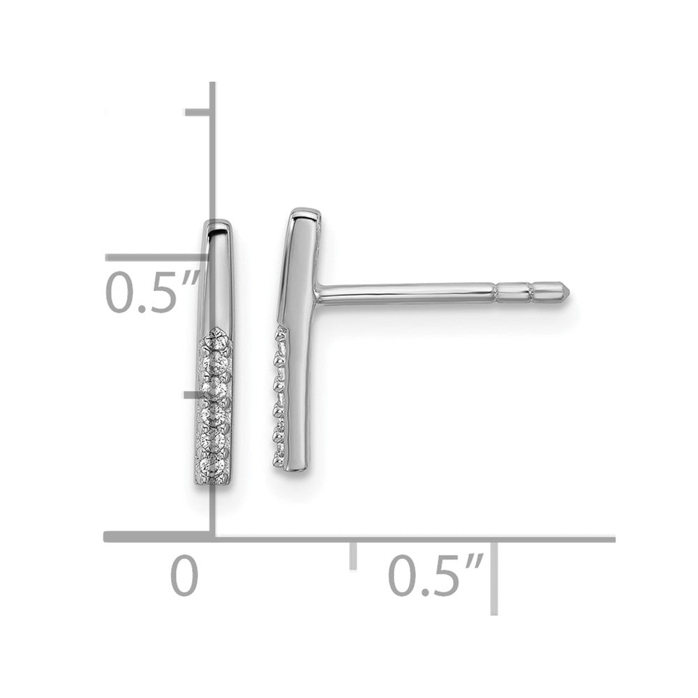 Sterling Silver Rhodium-plated CZ Polished Bar Post Earrings