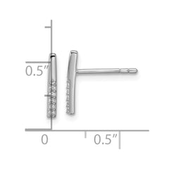 Sterling Silver Rhodium-plated CZ Polished Bar Post Earrings