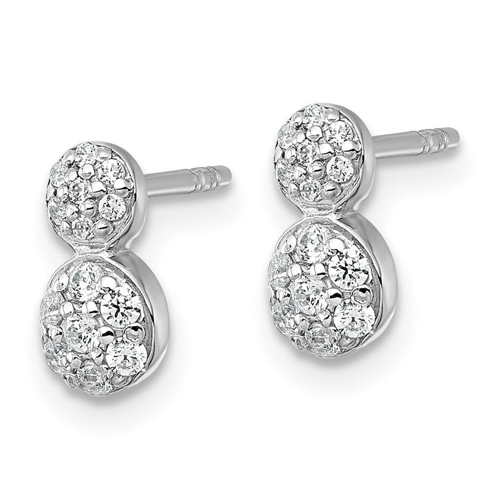 Sterling Silver Rhodium-plated Polished Fancy CZ Two Circles Post Earrings