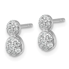 Sterling Silver Rhodium-plated Polished Fancy CZ Two Circles Post Earrings