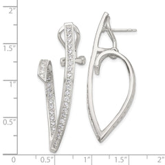 Sterling Silver Polished CZ Fancy Swirl In and Out Omega Back Post Earrings