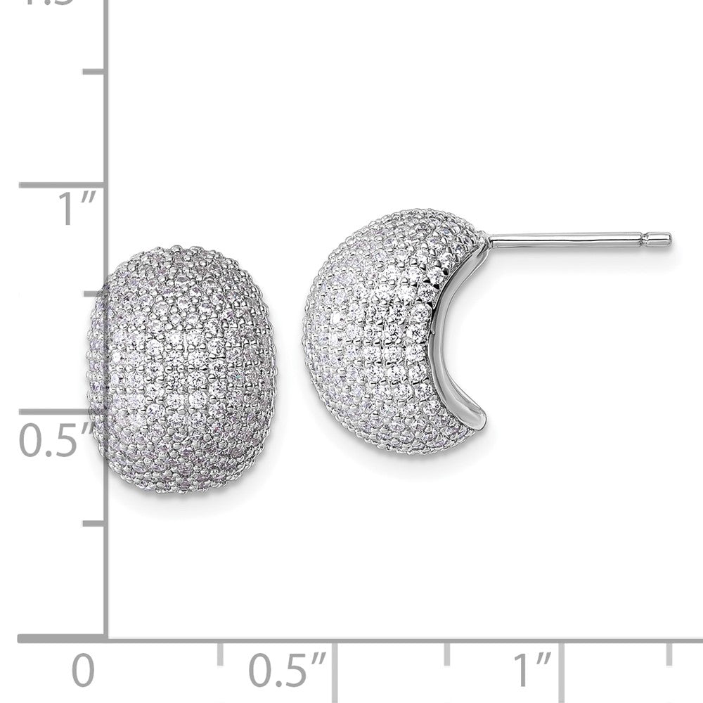 Sterling Silver Rhodium-plated CZ Pave Polished Post Earrings