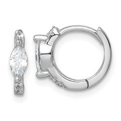 Sterling Silver Rhodium-plated Polished Round and Marquise CZ Round Hinged Hoop Earrings