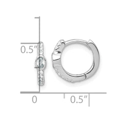 Sterling Silver Rhodium-plated Polished Round and Oval CZ Round Hinged Hoop Earrings