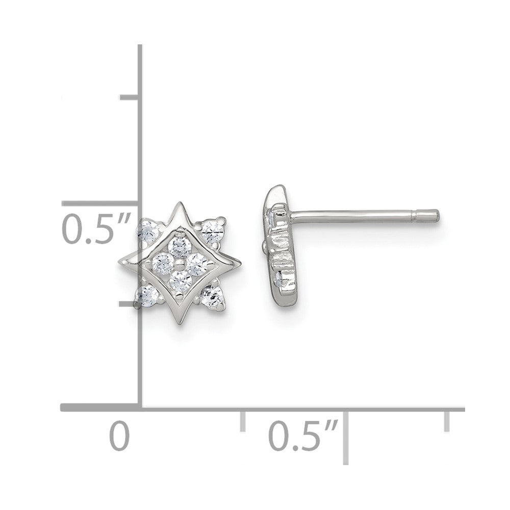 Sterling Silver Polished CZ Star Post Earrings