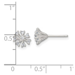 Sterling Silver Polished CZ Flower Cluster Post Earrings