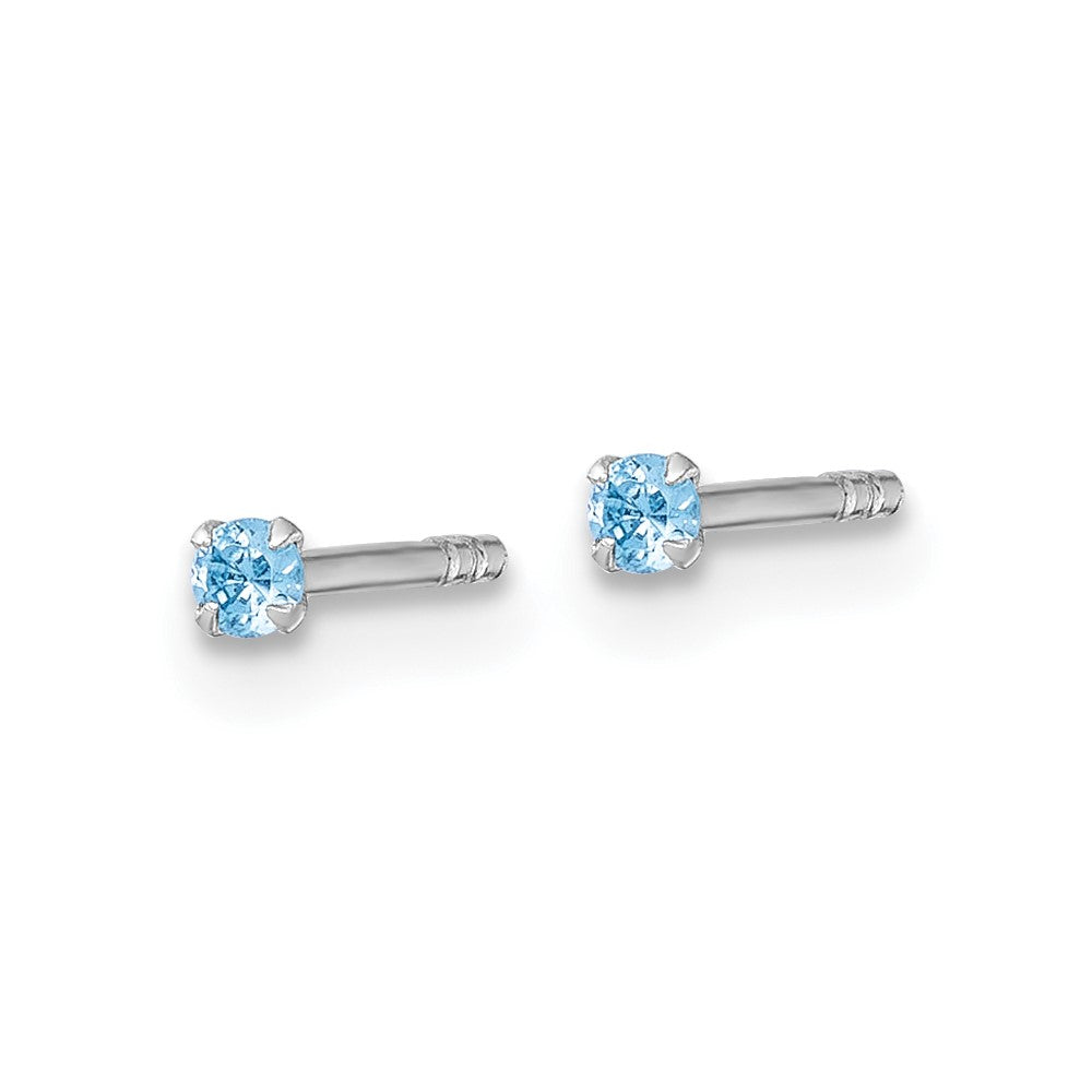 Sterling Silver Madi K Rhodium-plated 2.00mm Blue CZ Childrens Stud Post Earrings