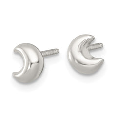 Sterling Silver Polished Puffed Moon Childrens Post Earrings