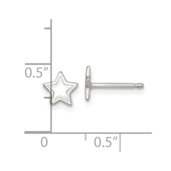 Sterling Silver Polished and Grooved Star Childrens Post Earrings