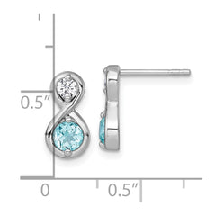 Sterling Silver Rhodium-plated Polished Round Lab Created Paraiba and CZ Infinity Post Earrings