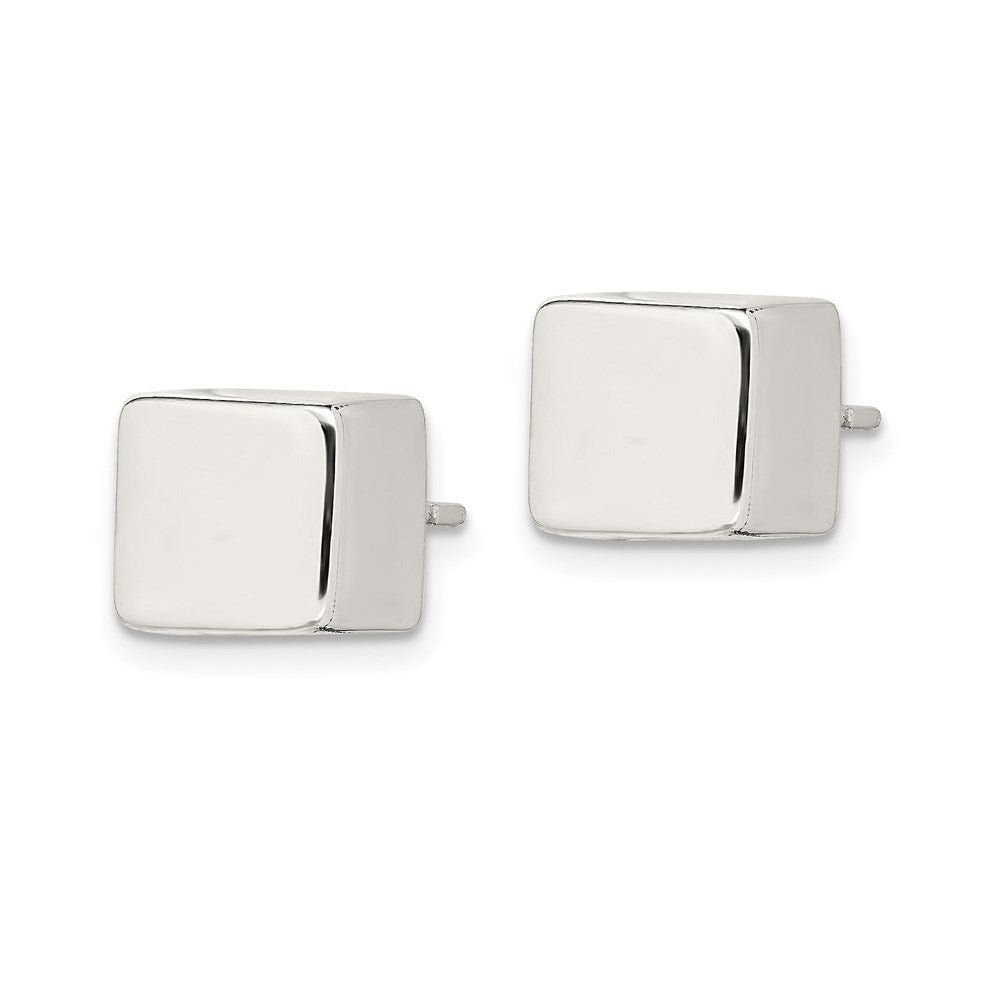 Sterling Silver Polished 8mm Square Cube Earrings