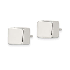 Sterling Silver Polished 8mm Square Cube Earrings