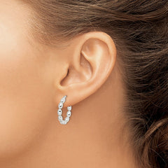 Sterling Silver Polished Beaded Hoop Earrings - 3