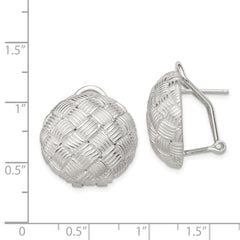 Sterling Silver Rhod-pltd Polished Woven Circle Omega Back Earrings