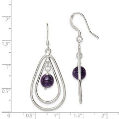 Sterling Silver Polished Amethyst Teardrop Dangle Earrings - 2