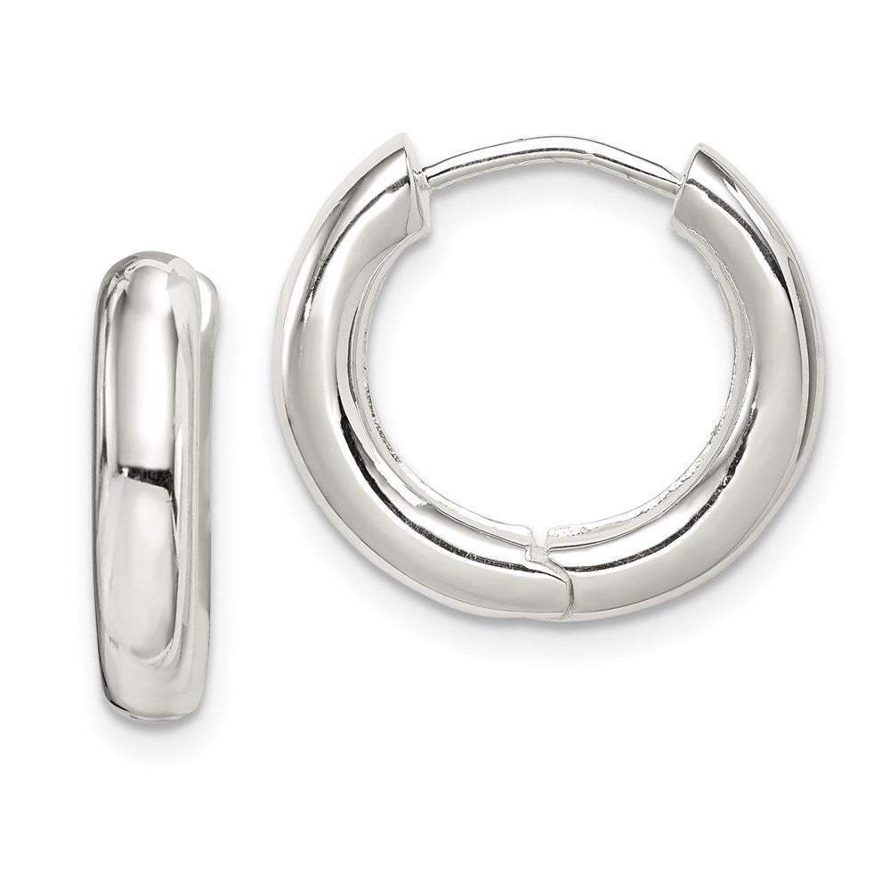 Sterling Silver Polished Hinged Hoop Earrings - 4