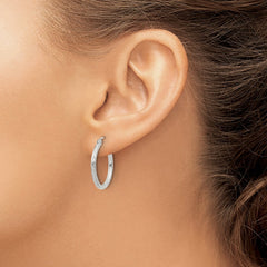 Sterling Silver 2mm Diamond Cut Hoop Earrings - 6