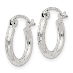 Sterling Silver 2mm Diamond Cut Hoop Earrings - 7