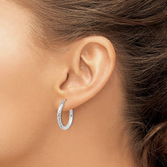 Sterling Silver Rhodium-plated 2.5mm Diamond-cut Hoop Earrings - 8