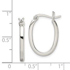 Sterling Silver 2.00mm Square Tube Oval Hoop Earrings - 2