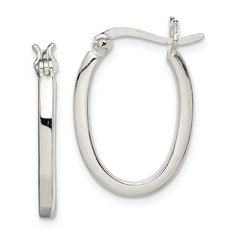 Sterling Silver 2.00mm Square Tube Oval Hoop Earrings - 2