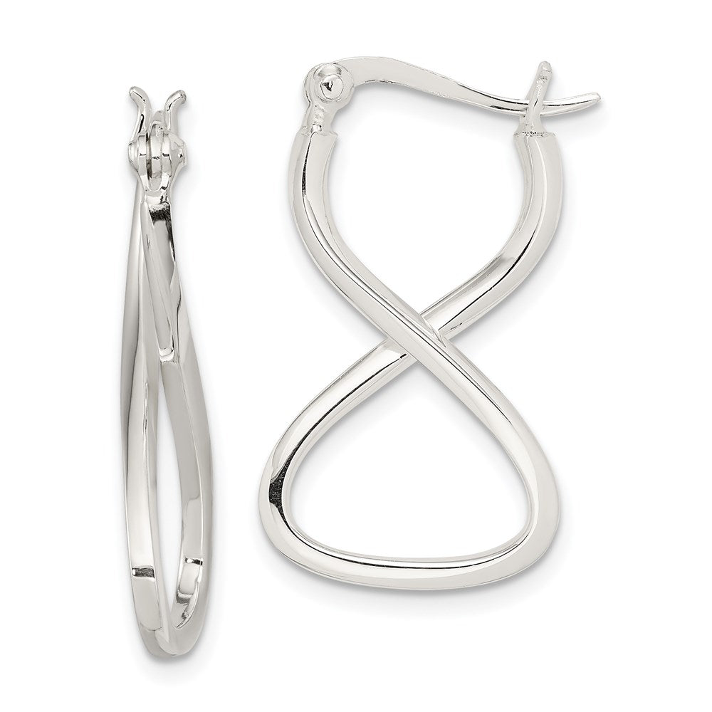 Sterling Silver Polished & Twisted Oval Hoop Earrings - 5