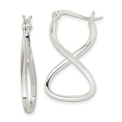 Sterling Silver Polished & Twisted Oval Hoop Earrings - 5