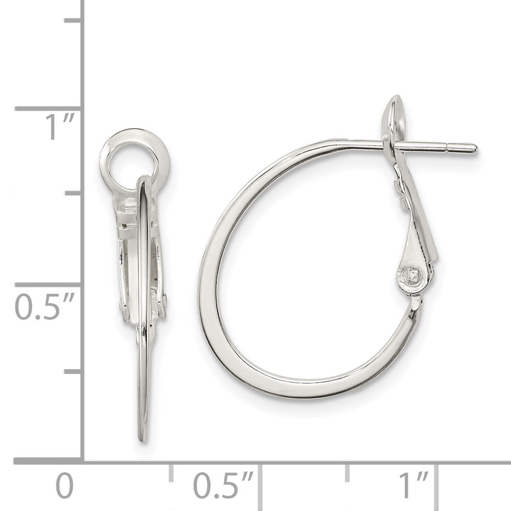 Sterling Silver Rhodium-plated 1.5mm Oval Omega Back Hoop Earrings - 3