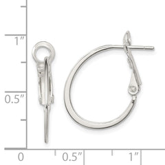 Sterling Silver Rhodium-plated 1.5mm Oval Omega Back Hoop Earrings - 3