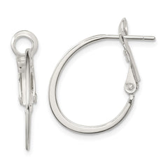 Sterling Silver Rhodium-plated 1.5mm Oval Omega Back Hoop Earrings - 3