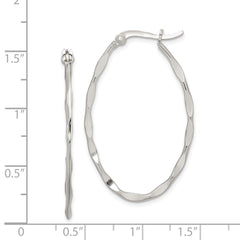 Sterling Silver Polished & Twisted 1.5mm Oval Hoop Earrings