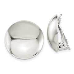 Sterling Silver Polished Non-Pierced 18mm Circle Button Earrings
