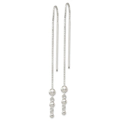 Sterling Silver Polished Triple Graduated Ball Threader Earrings