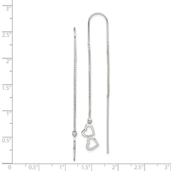 Sterling Silver Polished Double Heart Threader Earrings