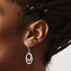 Sterling Silver Polished Triple Oval Dangle Earrings - 2