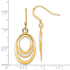 Sterling Silver Flash Gold-plated Polished Triple Oval Dangle Earrings