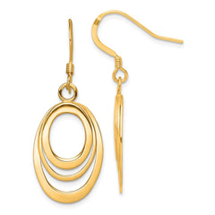 Sterling Silver Flash Gold-plated Polished Triple Oval Dangle Earrings