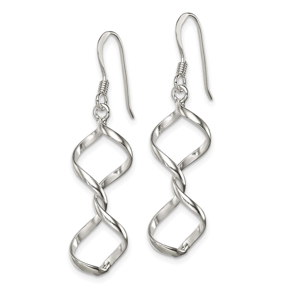 Sterling Silver Polished Fancy Twisted Dangle Earrings - 2