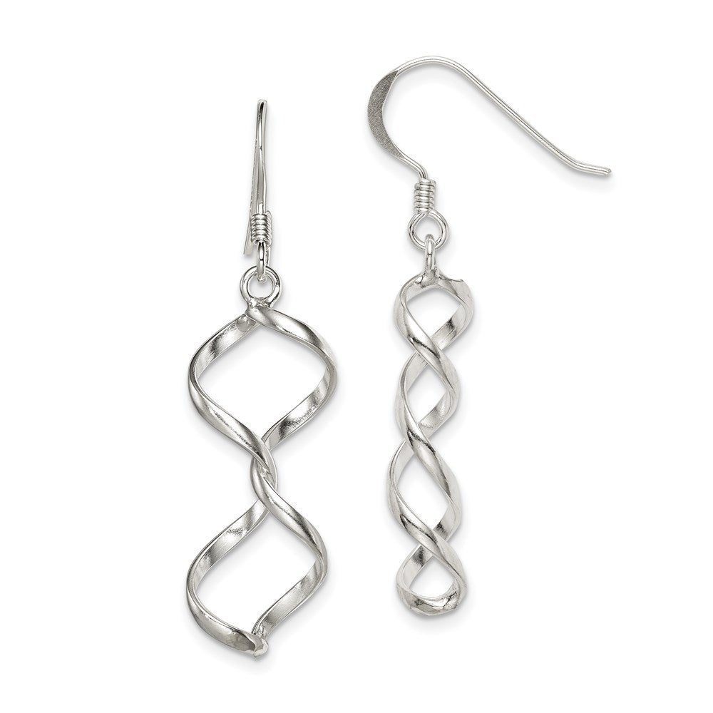 Sterling Silver Polished Fancy Twisted Dangle Earrings - 2