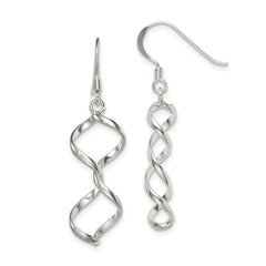 Sterling Silver Polished Fancy Twisted Dangle Earrings - 2